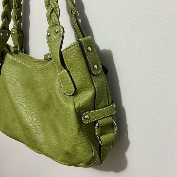 Strada Forest Green Shoulder Bag with a braided handle - Picture 5 of 10